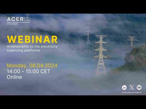 ACER webinar: amendments to the electricity balancing platforms (8 April 2024)