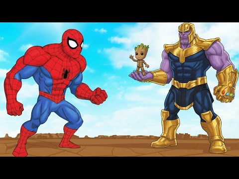Evolution of SPIDERMAN vs Evolution of THANOS: Rescue Poor Groot | 2D Animation Film