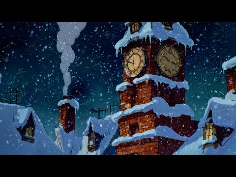 Magical Cozy Winter Night ❄️ Soft Disney Oldies Playing in Another Room | Relax & Snow Falling
