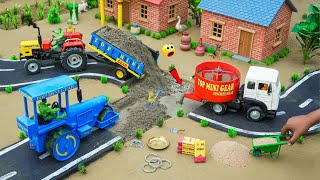 DIY Mini Tractor, Concrete Mixer & Road Roller Build Concrete Road | Science Project | @topminigear