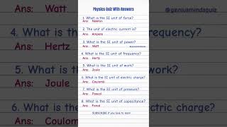 Physics Quiz With Answers #physics #youtubeshorts #quiz