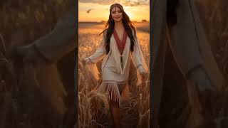 NATIVE GIRLS WALKING IN FIELDS  #aboriginalstories #indigenous #gowithnatives #aiart #nativeamerican