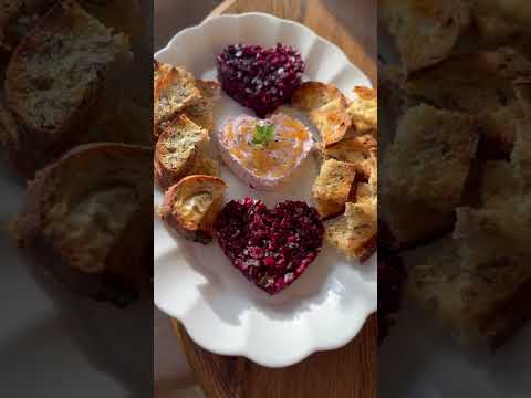 Beet Carpaccio and Whipped Goat Cheese with Sourdough Bread Crostini #easyappetizer #beetroot