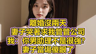 離婚沒兩天，妻子哭著求我管管公司，我：你男助理不是很強？妻子當場傻眼了