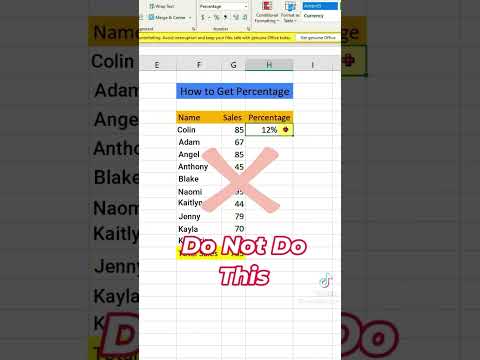 How to get percentage by just right-clicking