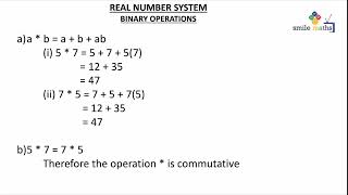 Binary Operations - Real number system by Smile Maths TV