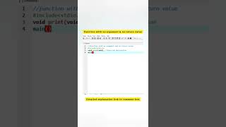 Function with no argument and no return value #shorts #shortsvideo #youtubeshorts #cprogramming