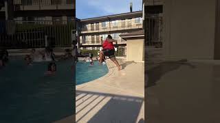 Pool collapse by one jump into it