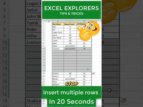 Insert Mltiple Rows At Once Shortcut In Few Seconds #excel #shortsfeed #exceltricks