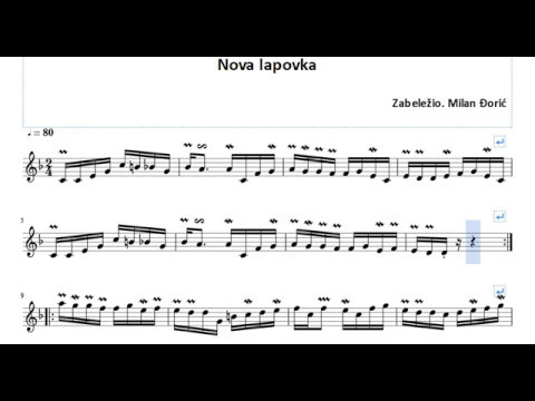 Nova lapovka - note za harmoniku