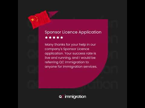 UK Company Sponsor Licence client testimonial for QC Immigration team