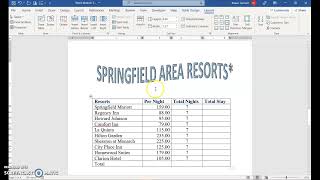 Word Module C Advanced Tab Exercise