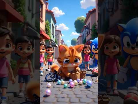 Cubby's Pearl Mishap💎🙀 Rescue Needed! Sonic helped❤️#shorts #cat #cartoon #kitten