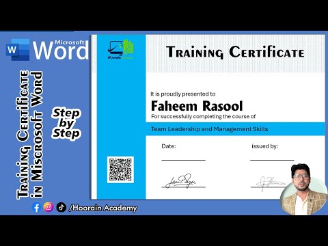 How to Make a Training Certificate in Microsoft Word | Step-by-Step in Urdu/Hindi #certificatedesign