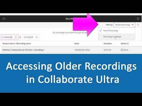 Accessing Older Recordings in Collaborate Ultra