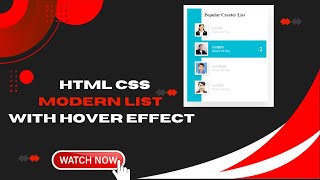 Html Css Modern List With Hover Effect #html #css #webdesign #javascript