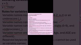 Python Variables Name rules ↑↑Click For Full Video