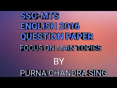 SSC-MTS ENGLISH 2016 QUESTION PAPER....#sscmtsenglish