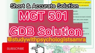 MGT 501 GDB Solution | Short & Accurate  Wording | LMS | VU@studywithpsychologistsamra