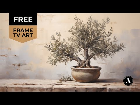 Free Vintage Frame TV Art Olive Tree in Pot Still Life Tv Screensaver Wallpaper Floral Oil Painting