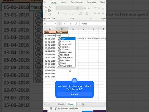 How to use Text Formula in excel? #excel #excelspreadsheettips