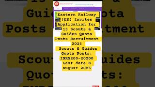 EASTERN RAILWAY GOVT JOBS OUT 2025 #currentaffairs #educationshorts #govtjobs #explorepage#JOBALERTS