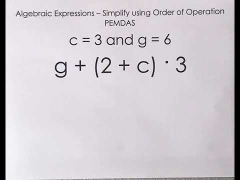 Order of Operation - Algebraic Expression