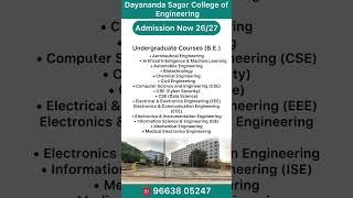 Dayananda Sagar College ofEngineering /Admission Now 26/27 #engineering #studyindia #admission
