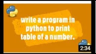 python program to print table of a number.