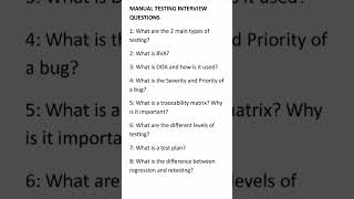 Manual Testing interview questions for freshers #trending #interview #questions #shorts