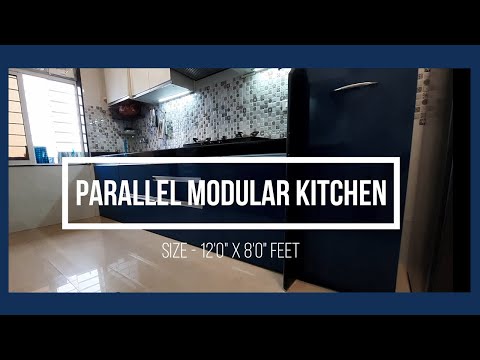 Laminate Finish Modular Kitchen, 12'0"x8'0", Blue & White - by CivilLane.com
