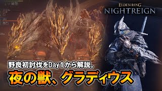 【ナイトレイン】野良パーティで追跡者で夜の獣、グラディウス野良初討伐。Day１から解説【ELDENRING NIGHTRAIGN】