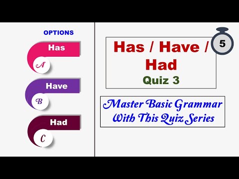 Has Have Had /Basic Grammar/Spoken English/Easily learn English with this Quiz Series/Best Quizzes