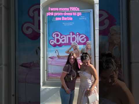 I wore my moms 1980s pink prom dress to go see Barbie ✨💓🪩 #shortsvideo #shortvideostatusyoutube