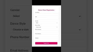 🔥 Dance Class Registration Form Using HTML & CSS | Clean & Modern UI Design #htmlcss #registration