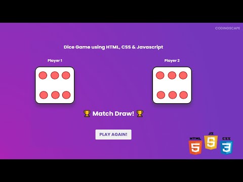 Dice Roll Game | Javascript Dice Roll Game 🎲 with CSS and HTML |  Codingscape
