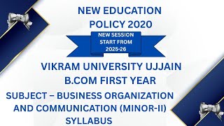 Vikram University Ujjain Bcom 1stYear Sub-Business Organization & Communication Syllabus #viralvideo