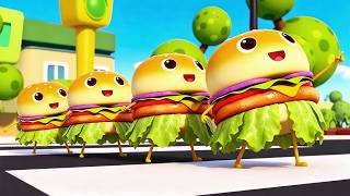 Learn Numbers with Four Little Hamburgers | Color Song | Nursery Rhymes | Kids Songs | BabyBus