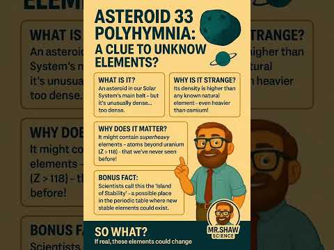 This asteroid might rewrite the periodic table...
33 Polyhymnia