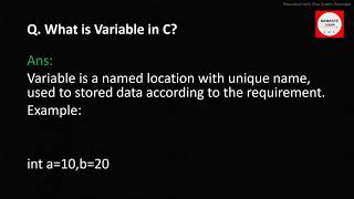 #2 C Interview Questions What is Variable in C? in Hindi
