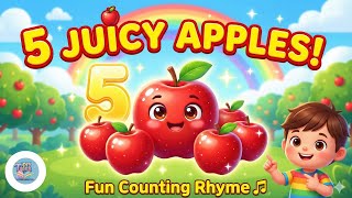 5 Juicy Apples 🍎 | Fun Counting Rhyme | Learn Numbers 1–5 | Preschool Nursery @Tinytaleszoozoo 