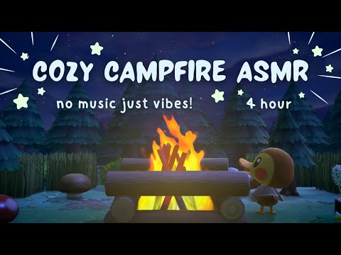 🌌 cozy campfire ASMR 🔥 | animal crossing bgm | relax & unwind | 4 hr 🌠