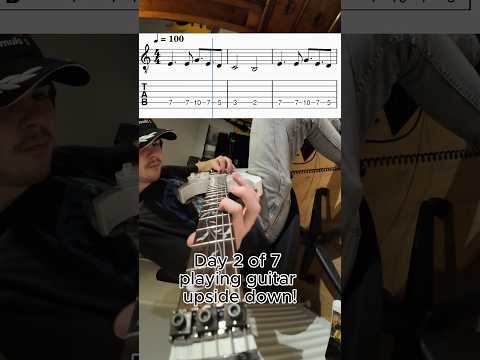 Can I play guitar upside down? (DAY 2) #guitarchallenge #guitarlessons #guitarcover #guitar