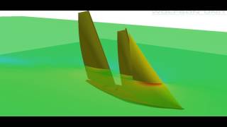 CFD simulation of wind shift on sailing vessel - higher slice