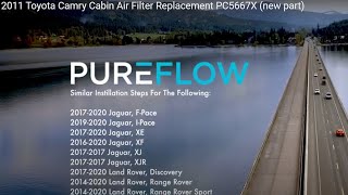 2011 Toyota Camry Cabin Air Filter Replacement - PUREFLOW® PC5667X (New Part)