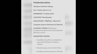 Software Testing Engineer#fresher #experienced#getemployed#youtubeshorts #softwaretestengineer#qajob