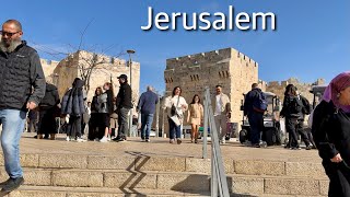 A walk through central Jerusalem to Jaffa Gate on a sunny day 25 January 2026