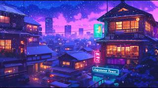 Quiet Snow ❄️ Snow Lofi Hip Hop Beats for Study Nights | 80’s & 1990 | The Japanese Town