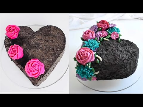 Heart chocolate cake decoration  and Cake decoration skills #shorts