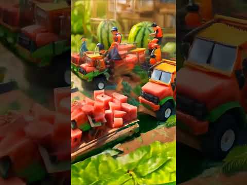 "Mini Workers Slice Giant Watermelon! 🍉✨ Hyper-Real 8K | Tiny Tools, Big Job!" #ai